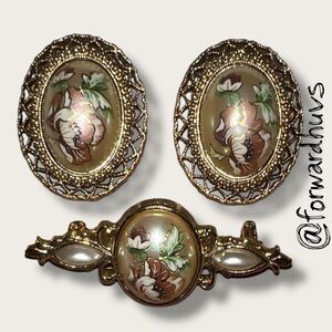 1928 Jewelry Co. Gold-Plated Clip-On Earrings & Matching Brooch